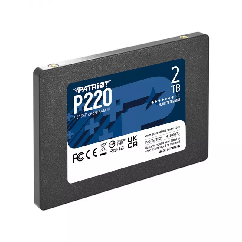 Patriot SSD||P220|2TB|SATA|rýchlosť zápisu 500 MBytes/sec|rýchlosť čítania 550 MBytes/sec|2,5|TBW 960 TB|P220S2TB25