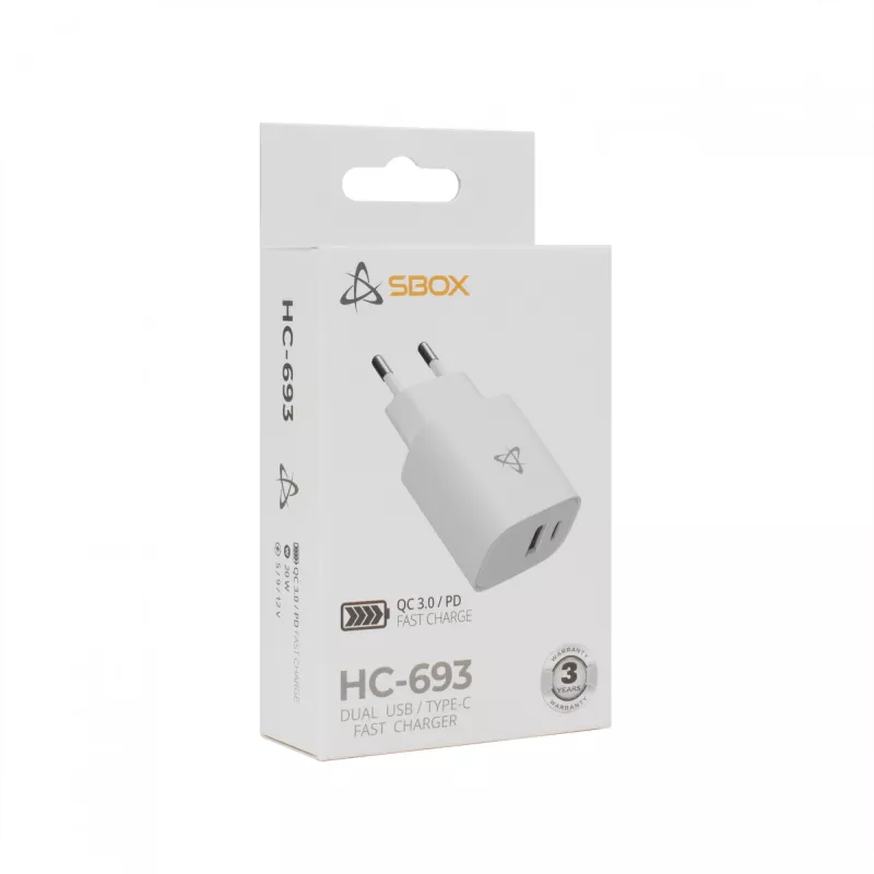 Sbox HC-693 USB nabíjačka 20W QC biela