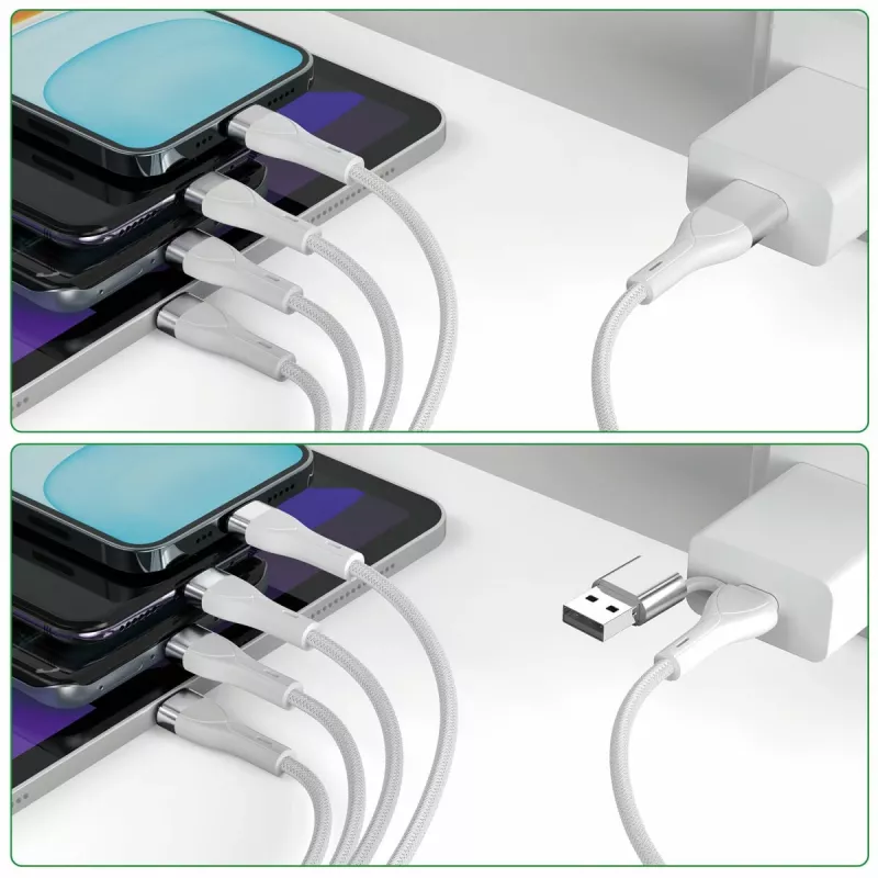4smarts 541024 USB kábel 1,2 m USB A/USB C USB C/Micro USB-A/Lightning biely (541024)