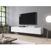 TV stojan cama meble SLIDE 200 — 2000×400×300 mm, biely lesklý MDF doska, biely podstavec