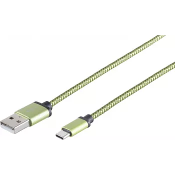 USB kábel S/CONN 14-50119 USB 2.0 0,9 m USB A USB C zelený