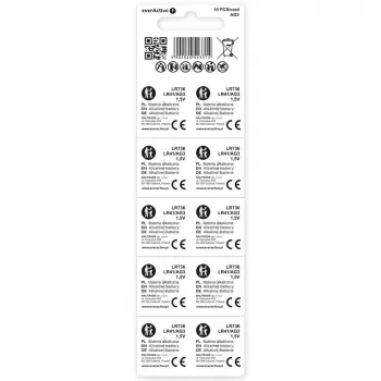 Alkalická jednorazová gombíková batéria everActive EVAG3 LR41 1,5 V – balenie 10 ks