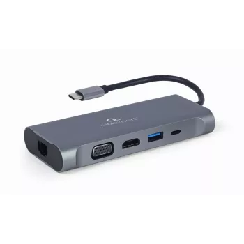 Gembird A-CM-COMBO7-01 dokovacia stanica/port replikátor pre notebook USB 3.2 Gen 1 (3.1 Gen 1) Type-A sivý