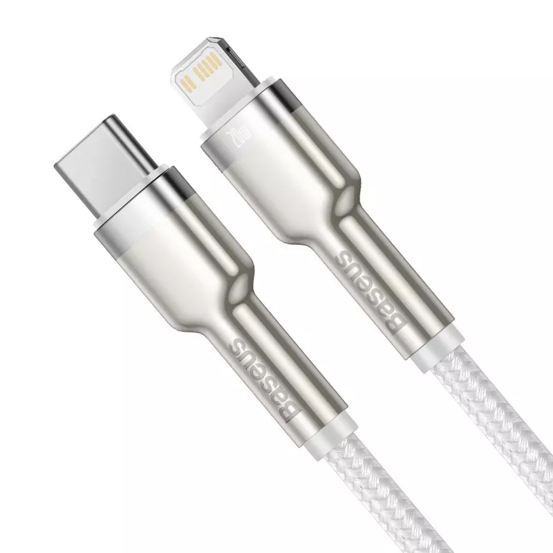 USB-C na Lightning kábel Baseus Cafule 1 m, 20 W, zinkové puzdro, biela
