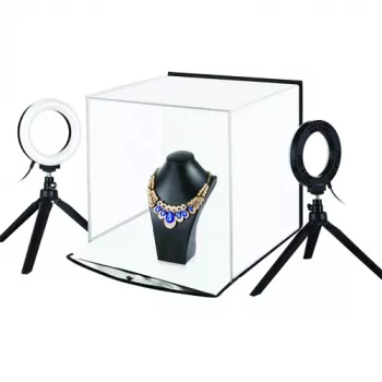 Fotobox so sadou prstencového svetla, 30x30x30 cm