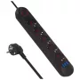 Predlžovacia zásuvka MACLEAN MCE395 B — 5 zásuviek, 3×USB, 110–240V AC, 2,1A USB, 2500W, 1,5 m kábel, čierna
