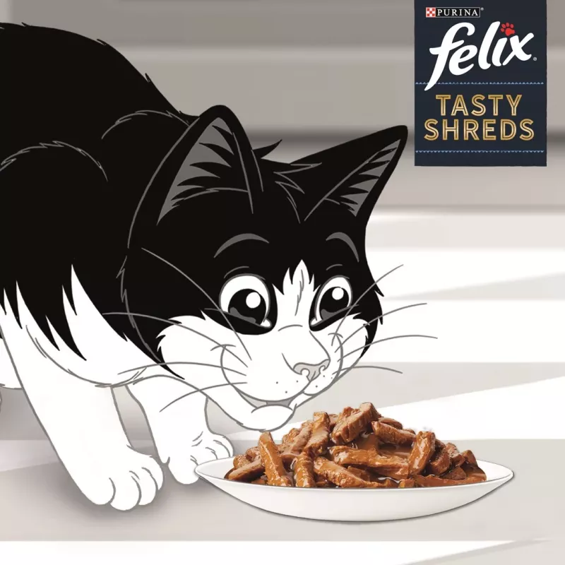 FELIX Tasty Shreds s lososom a tuniakom - 4x 80g