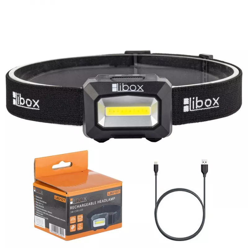 Libox LB0107 baterka čierna čelová lampa LED