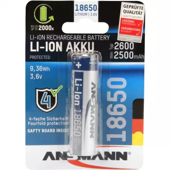 ANSMANN - batéria 18650 - Li-Ion - 2600 mAh - 9,36 Wh - strieborná (1307-0000)