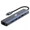Adaptér HUB USB C 6in1 - HDMI, USBx3, PD, RJ-45