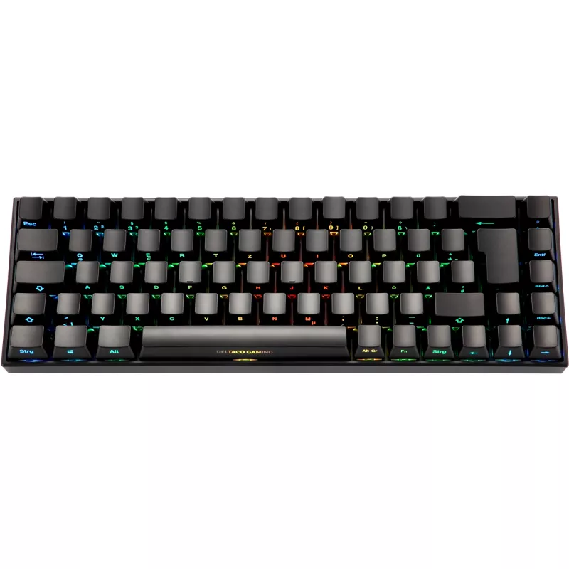 Deltaco GAM-100-DE - 65% - USB + Bluetooth - mechanický switch - QWERTZ - RGB LED - čierna