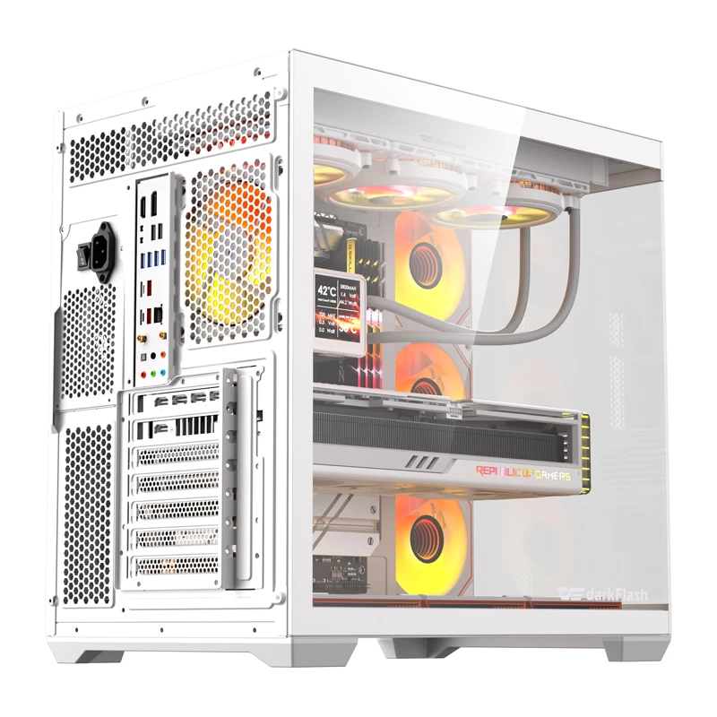 Počítačová skriňa Darkflash C280 (biela) so 7 chladiacimi ventilátormi