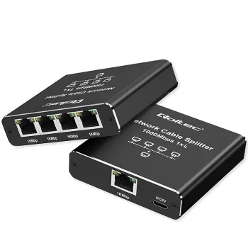 Ethernet mini switch QOLTEC 52293 1x4 RJ45, neřízený sieťový rozbočovač 1-in 4-out