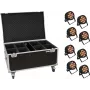 LED PAR svetelný set EUROLITE 20000881 — 8 reflektorov, 12x8W QCL, vrátane flightcase s kolieskami