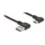 USB kábel DeLOCK EASY-USB 2.0 Type-A konektor samec na Type-C konektor samec zahnutý 0,2 m čierny