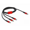 USB nabíjací kábel DeLOCK 3 v 1 USB Type-C na 3 x USB Type-C 1 m čierny/červený
