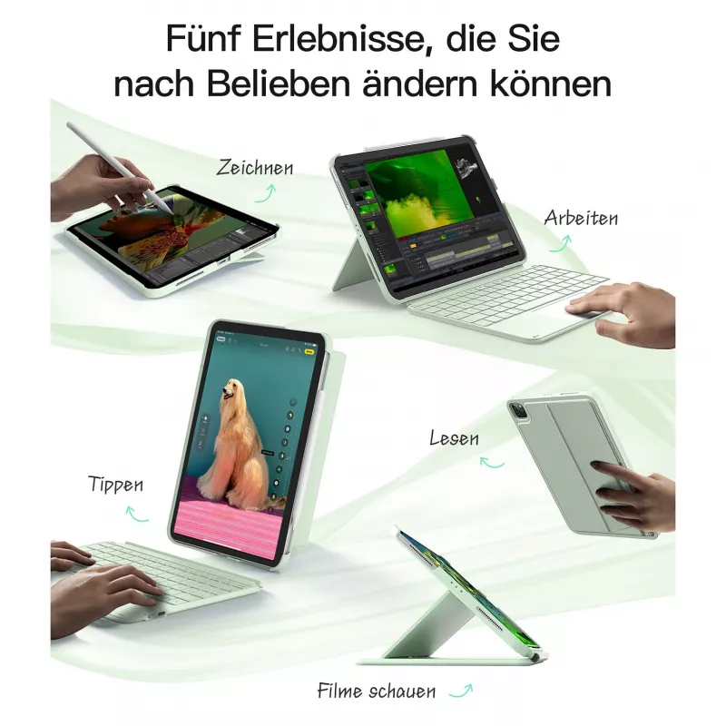 Inateck KB04122 Keyboard Folio pre iPad 11, QWERTZ, zelené
