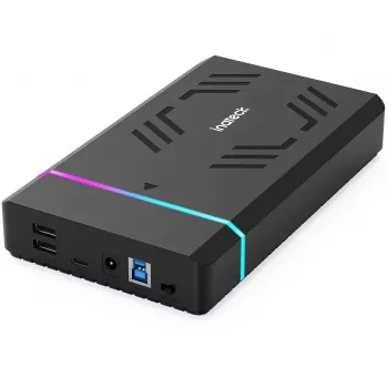 Inateck FE3003 RGB 3.5 USB 3.0 puzdro na pevný disk pre 2.5/3.5 SATA HDD/SSD, čierne