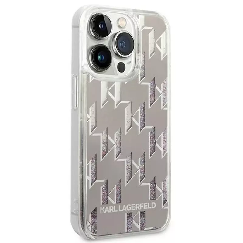 Karl Lagerfeld KLHCP14XLMNMS iPhone 14 Pro Max 6.7 hardcase strieborná / strieborná Liquid Glitter Monogram