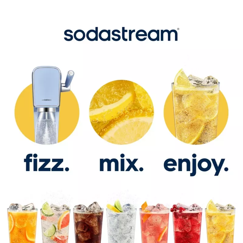 Sýfonovač SODASTREAM Art Blue Steel — 1 l plastová fľaša, 60 l karbonátor, 173×245×430 mm
