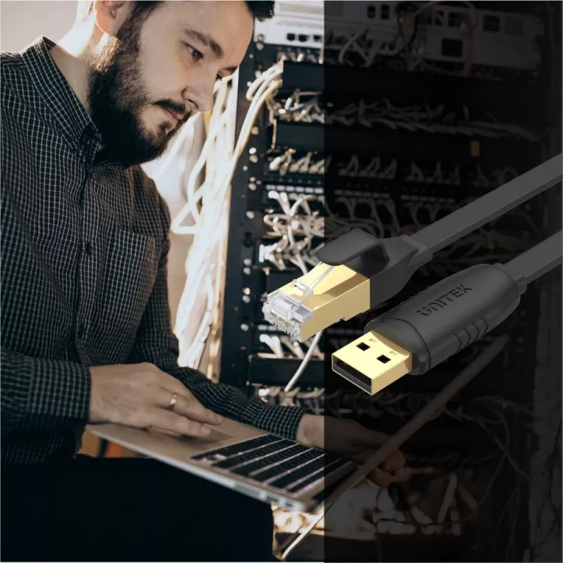 Unitek Y-SP02001B konzolový kábel USB 2.0 na RJ-45, 1,8 m, čierny