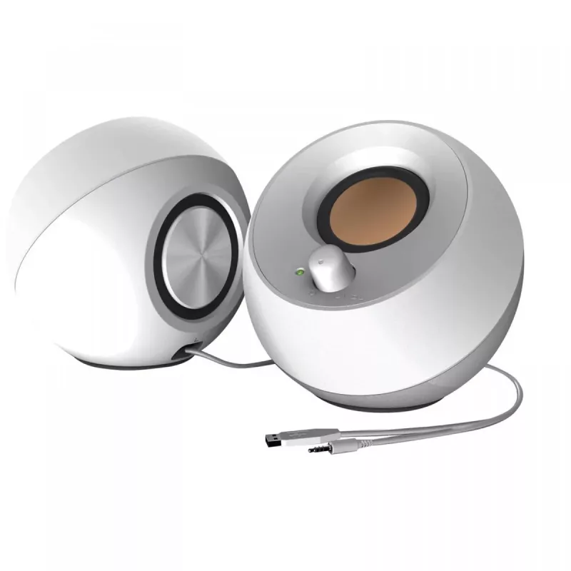 Creative Pebble 2.0 stolové stereo reproduktory, biela