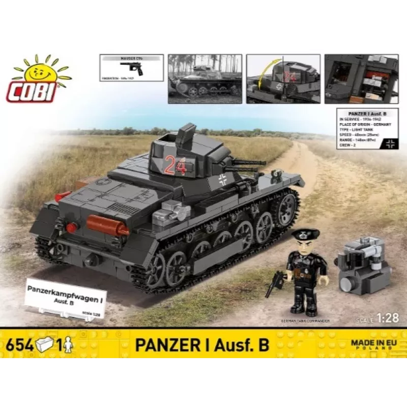 Stavebnica Cobi Panzer I Ausf. B – 654 dielov, detailný model stavebnice