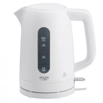 Elektrická kanvica Adler AD 1379w — 1,7 l, do 2200 W, biela, 360° podstavec, polypropylén