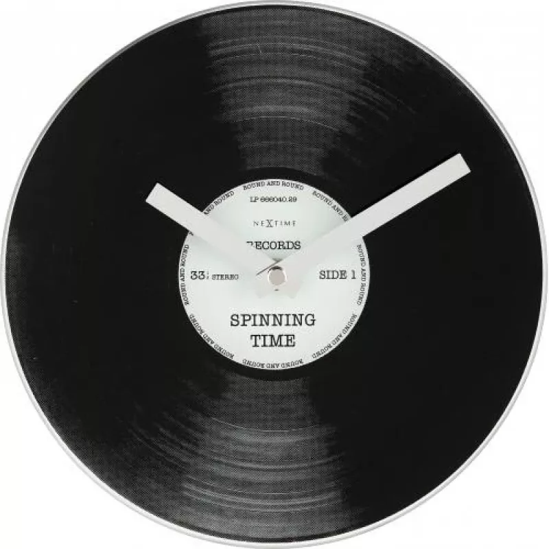 NeXtime hodiny 5163 Little Spinning Time, Ø20 cm, nástenné, čierne
