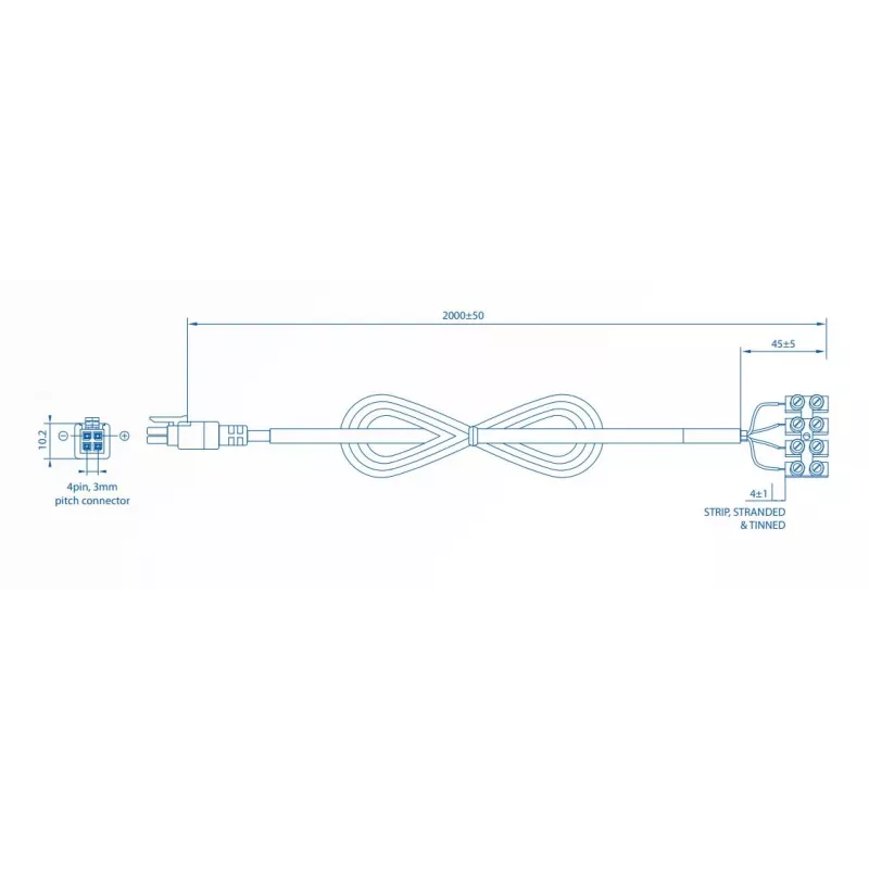 Interný napájací kábel TELTONIKA PR2FK20M — 2 m, 4-pin ATX12V