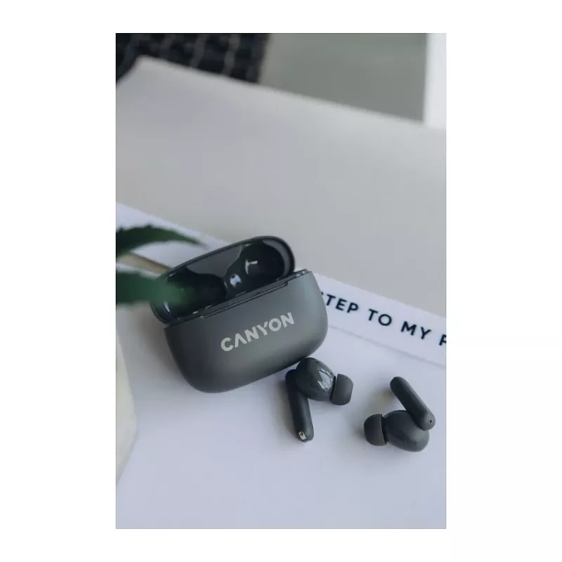 Bezdrôtové slúchadlá do uší Canyon OnGo TWS-10 ANC+ENC True Wireless, sivé (CNS-TWS10BK)