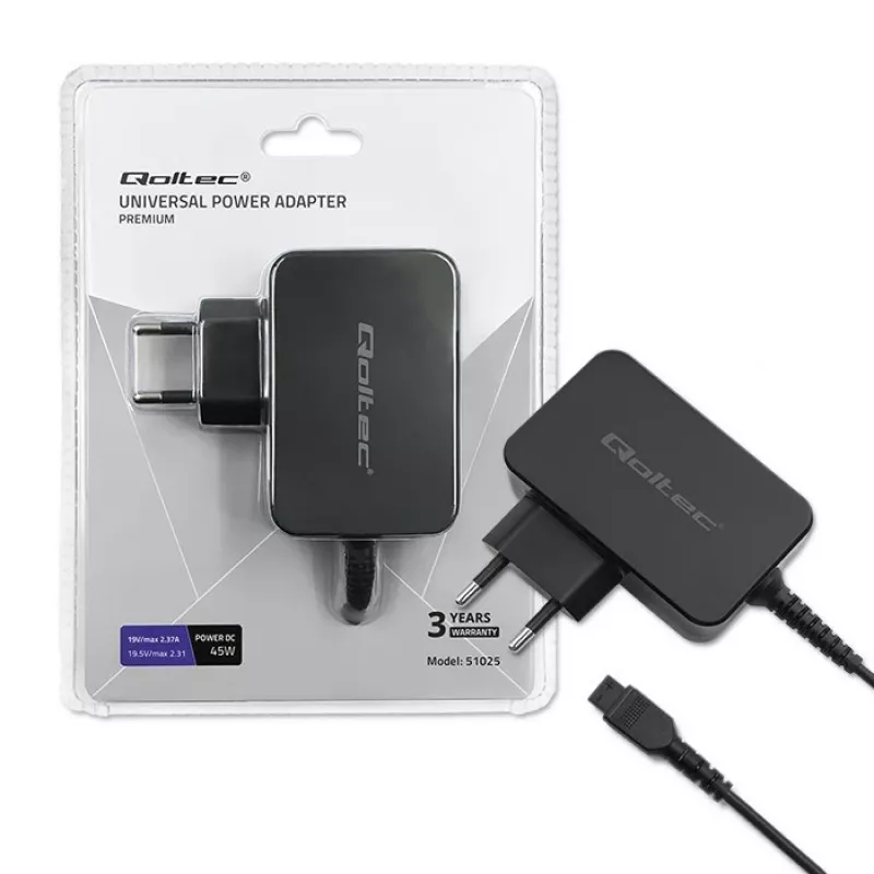 Qoltec 51025 napájací zdroj/napäťový menič interiérový čierny