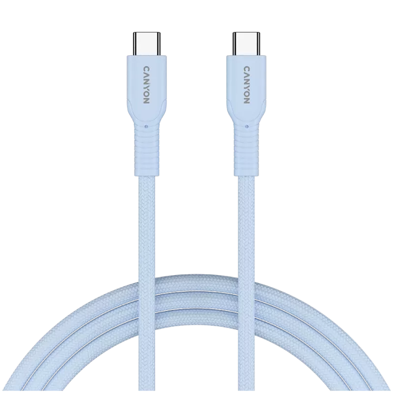 CANYON kábel OnWire 60CL C-C 60W COLOR pletený 1m svetlomodrý