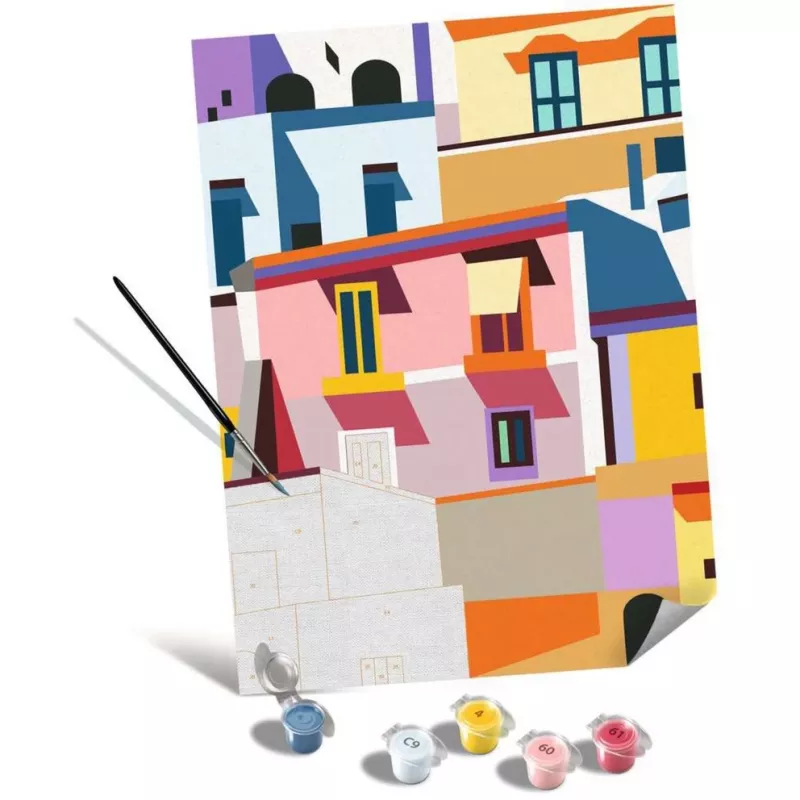 Maliarska sada na plátno Ravensburger CreArt Canvas Edition: Farbenfrohe Häuser, model 25527