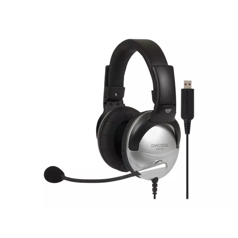 Koss SB45 USB Headset Káblová čelenka pre kanceláriu/call centrum Čierna, Strieborná