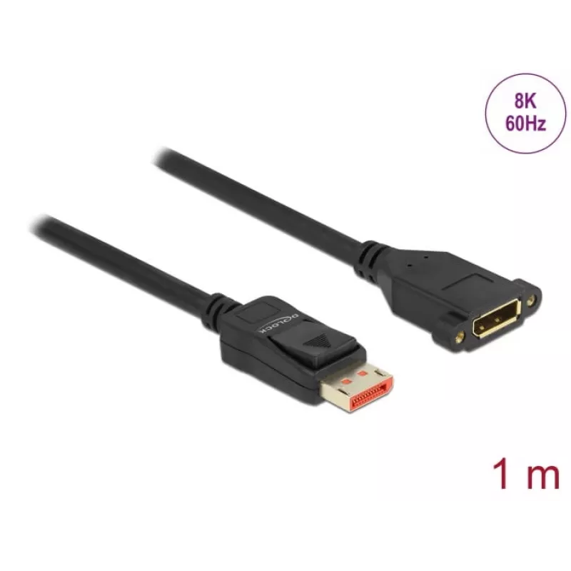 DisplayPort predlžovací kábel Panel-Mount DeLOCK 87095 8K 60 Hz 1 m