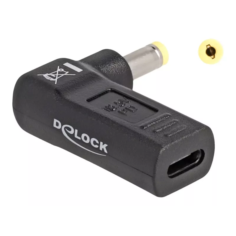 DeLOCK adaptér USB Type-C konektor samica na HP 4,8 x 1,7 mm konektor samec 90° zahnutý