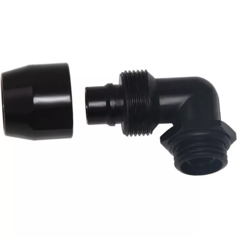 Alphacool HF skrutkovacia armatúra TPV kov - 90° otočná 12,7/7,6 mm - čierna (17455)
