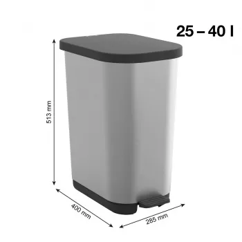 ROTHO Ribo Silver - odpadkový kôš na šliapanie – 35l