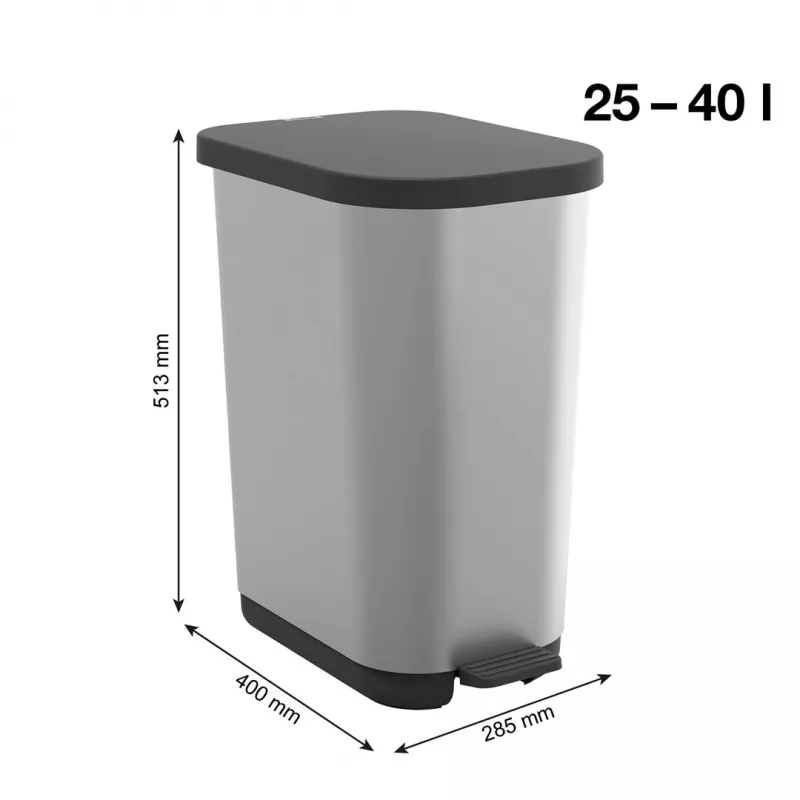 ROTHO Ribo Silver - odpadkový kôš na šliapanie – 35l
