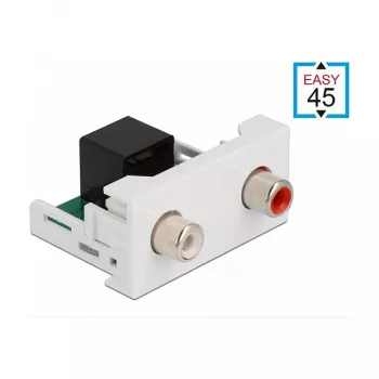 DeLOCK Easy 45 modul 2 x Cinch konektor samica na RJ45 konektor samica 22,5 x 45 mm