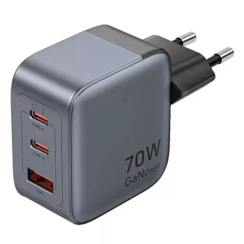 Vention GaN nabíjačka FEXH0-EU 70W — 2x USB-C + 1x USB-A, PD 70W, 100–240V