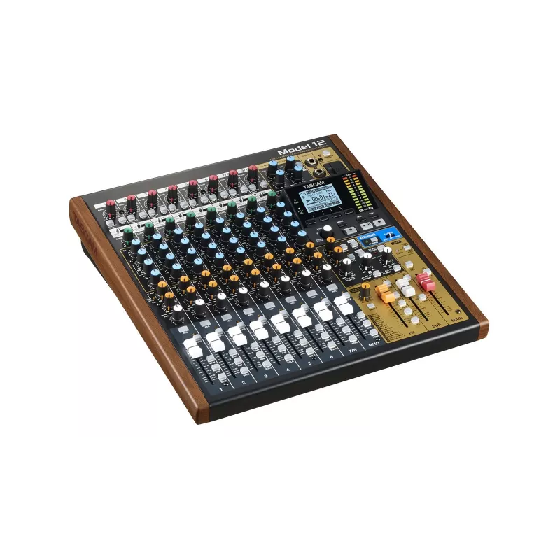 Tascam Model 12 10-kanálový mixér s 12-stopovým rekordérom, 20–20000 Hz, čierna/drevo