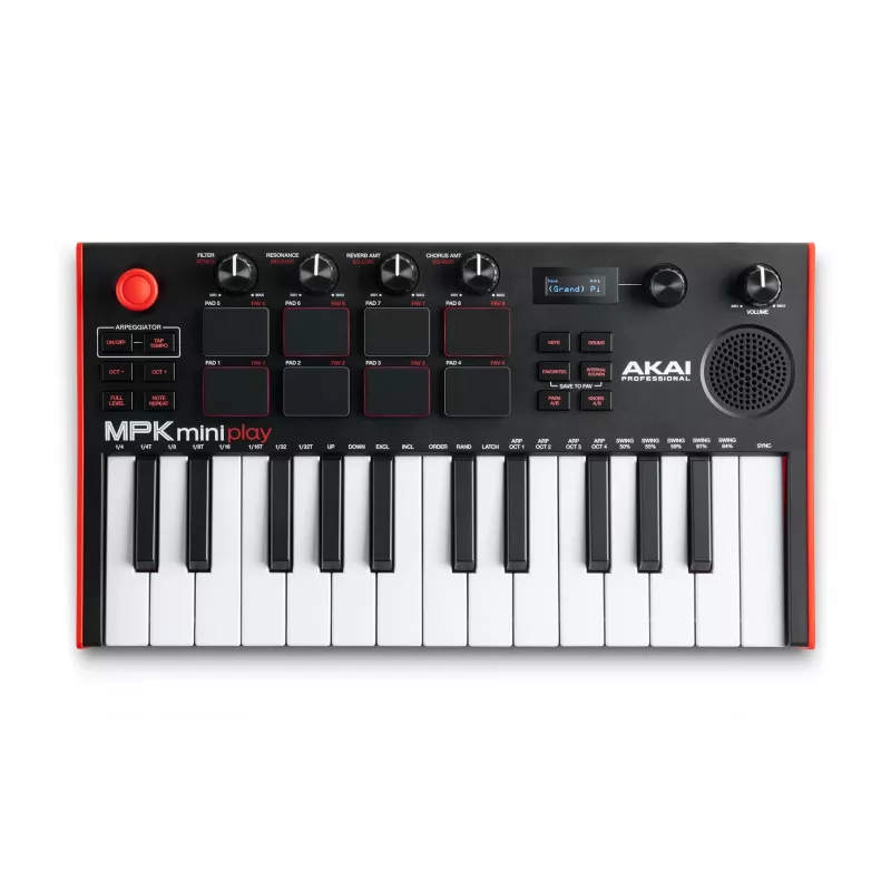 Akai MPK Mini Play MK3 MIDI ovládacia klávesnica s ovládačom padov, USB, čierno-červená