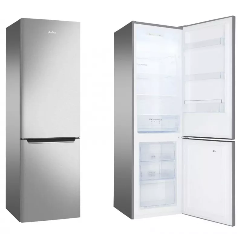 Chladnička s mrazničkou AMICA FK 2995.2FTX(E) 299L — Inox, mraznička dole, No Frost, 181 cm