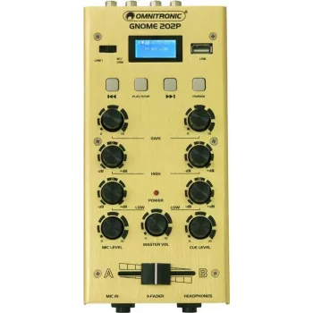 Mini audio mixpult Omnitronic GNOME-202P 2-kanálový s 3-pásmovým EQ