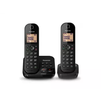 Panasonic KX-TGC422G - bezdrôtový telefón - záznamník s identifikáciou volajúceho - DECT - čierna + ďalší telefón (KX-TGC422GB)