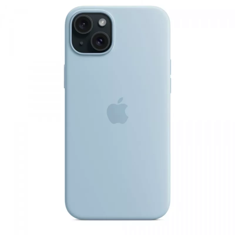 Silikónové puzdro Apple iPhone 15 Plus svetlomodré MagSafe