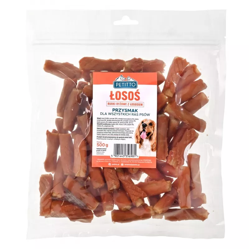 Psí snack PETITTO lososovo-ryžové rolky 500 g