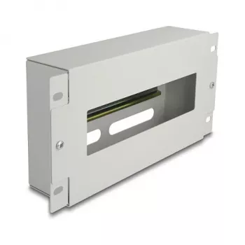 Delock 67319 10" lišta s ističmi s krytom a DIN lištou, 3U, kov, sivá